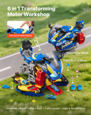 VEVOR motocikla dzinēja rotaļlieta, 25 detaļas, motocikla mehāniķa rotaļu komplekts ar noņemamām detaļām, gaismām un skaņām, imitēta braukšana un sacīkšu trase, bērnu mehāniķa darbnīca bērniem no 3 gadu vecuma, zila
