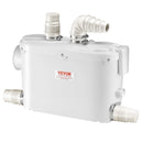 VEVOR kanalizācijas smalcinātājsūknis 500 W, plūsma līdz 6600 l/h, pacelšanas augstums līdz 8 m, ar 3 ūdens pieslēgumiem tualetei, virtuvei, izlietnei, dušai un vannai