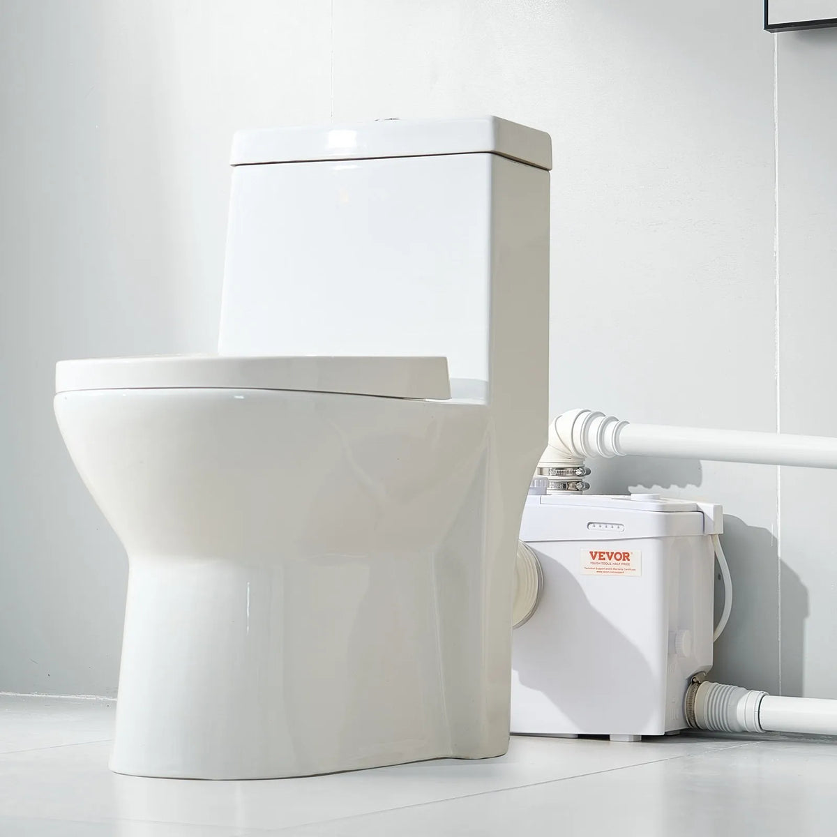 VEVOR kanalizācijas smalcinātājsūknis 1200 W, plūsma līdz 180 l/min, pacelšanas augstums līdz 10 m, ar 4 ūdens ieplūdēm, notekūdeņu pacelšanas iekārta tualetei, pagrabam, dušai, izlietnei, veļas mazgātavai un vannai