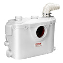VEVOR kanalizācijas smalcinātājsūknis 500 W, plūsma līdz 110 l/min, pacelšanas augstums līdz 8 m, ar 4 ūdens pieslēgumiem, notekūdeņu pacelšanas iekārta tualetei, pagrabam, dušai, izlietnei, veļas mazgātavai un vannai