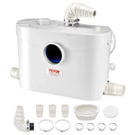 VEVOR kanalizācijas smalcinātājsūknis 900 W, plūsma līdz 180 l/min, pacelšanas augstums līdz 12 m, ar 4 ūdens pieslēgumiem, notekūdeņu pacelšanas iekārta tualetei, pagrabam, dušai, izlietnei, veļas mazgātavai un vannai