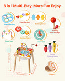 VEVOR Montessori aktivitāšu galds 8 in 1 bērniem 1–3 gadi, koka attīstošais spēļu galds no 6 mēnešiem