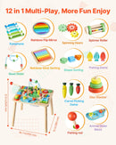 VEVOR Montessori aktivitāšu galds 13 in 1 bērniem 1–3 gadi, koka attīstošais spēļu galds no 6 mēnešiem