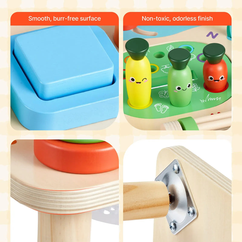 VEVOR Montessori aktivitāšu galds 13 in 1 bērniem 1–3 gadi, koka attīstošais spēļu galds no 6 mēnešiem