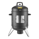VEVOR vertikālais ogļu kūpinātājs 406 mm, tērauda BBQ kūpinātājs ar pārklājumu, 2 grilēšanas restēm, termometru, gaisa ventilācijas atverēm un noņemamu pelnu paplāti pagalma un terases gatavošanai