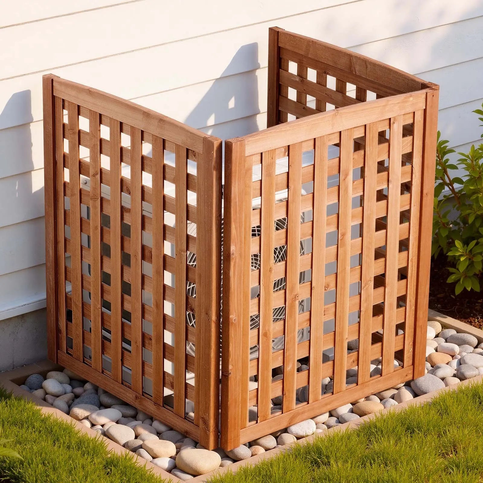 VEVOR koka privātuma žogs 810 × 960 mm, 3 paneļu masīvkoka āra aizslietnis ar regulējamu leņķi un eņģēm pastiprinātu konstrukciju, piemērots gaisa kondicioniera un atkritumu konteineru paslēpšanai dārzā