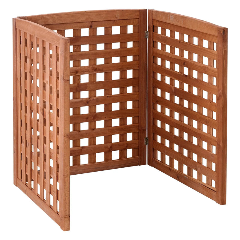 VEVOR koka privātuma žogs 810 × 960 mm, 3 paneļu masīvkoka āra aizslietnis ar regulējamu leņķi un eņģēm pastiprinātu konstrukciju, piemērots gaisa kondicioniera un atkritumu konteineru paslēpšanai dārzā