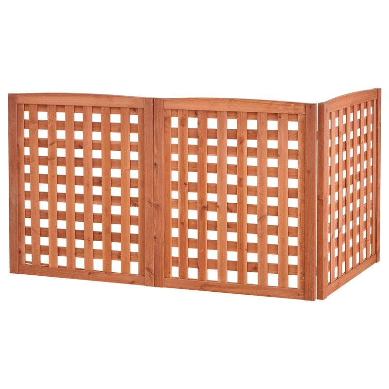 VEVOR koka privātuma žogs 810 × 960 mm, 3 paneļu masīvkoka āra aizslietnis ar regulējamu leņķi un eņģēm pastiprinātu konstrukciju, piemērots gaisa kondicioniera un atkritumu konteineru paslēpšanai dārzā