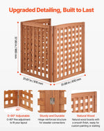 VEVOR koka privātuma žogs 810 × 960 mm, 3 paneļu masīvkoka āra aizslietnis ar regulējamu leņķi un eņģēm pastiprinātu konstrukciju, piemērots gaisa kondicioniera un atkritumu konteineru paslēpšanai dārzā