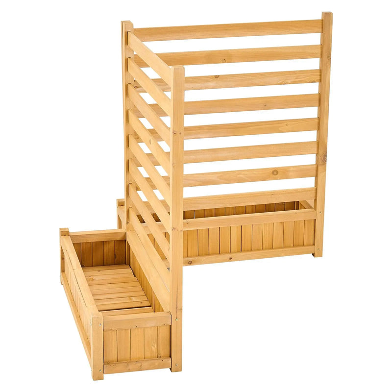 VEVOR koka privātuma žogs 914 × 1143 mm, 2 līstu paneļu masīvkoka āra aizslietnis ar 2 puķu kastēm un metāla mietiem, piemērots gaisa kondicioniera, atkritumu konteineru un dārza zonas norobežošanai pie baseina