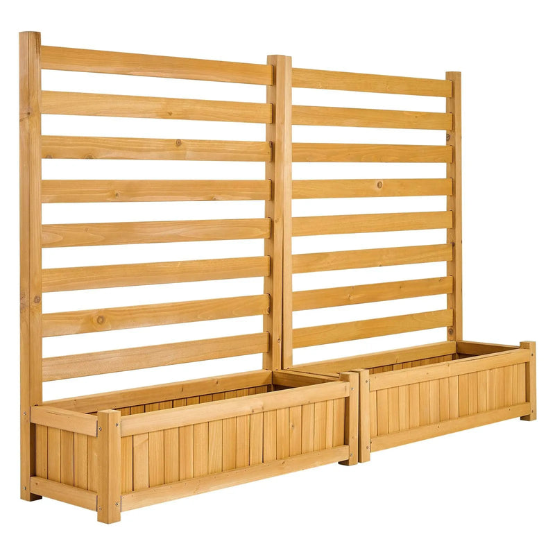 VEVOR koka privātuma žogs 914 × 1143 mm, 2 līstu paneļu masīvkoka āra aizslietnis ar 2 puķu kastēm un metāla mietiem, piemērots gaisa kondicioniera, atkritumu konteineru un dārza zonas norobežošanai pie baseina