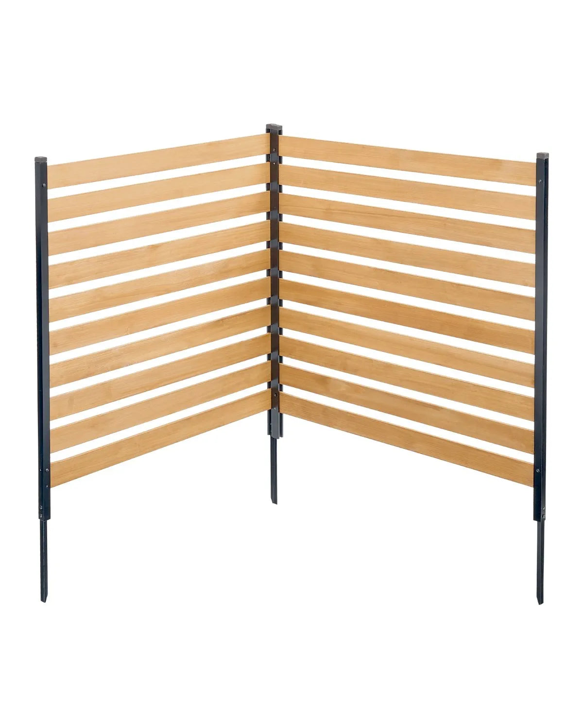VEVOR koka privātuma žogs, 965 × 1067 mm, 2 paneļu lamelēts gaisa kondicioniera aizsegs ar metāla mietiņiem, vienkārša DIY uzstādīšana, āra atkritumu tvertnes slēpnis dārza dekorēšanai
