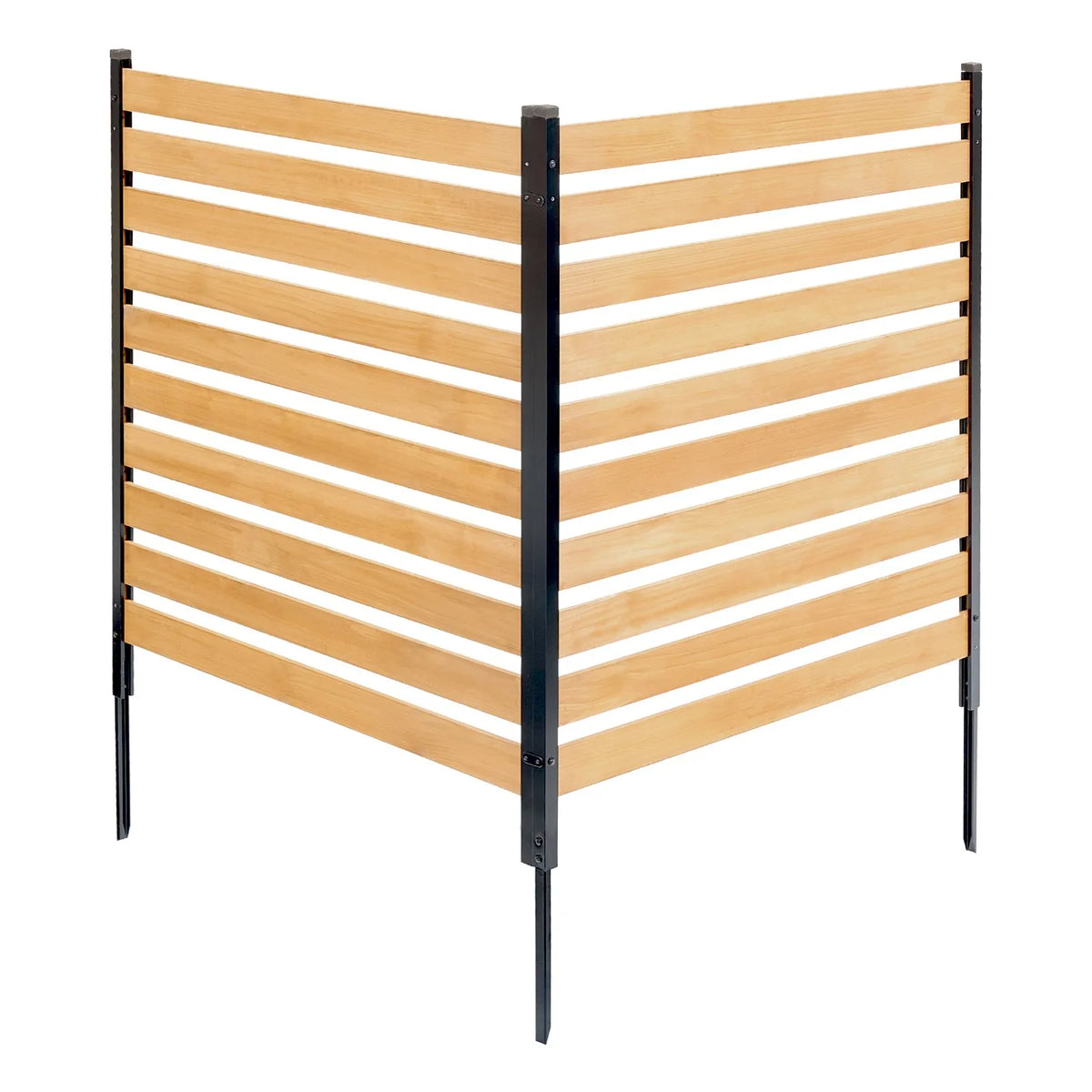 VEVOR koka privātuma žogs, 965 × 1067 mm, 2 paneļu lamelēts gaisa kondicioniera aizsegs ar metāla mietiņiem, vienkārša DIY uzstādīšana, āra atkritumu tvertnes slēpnis dārza dekorēšanai