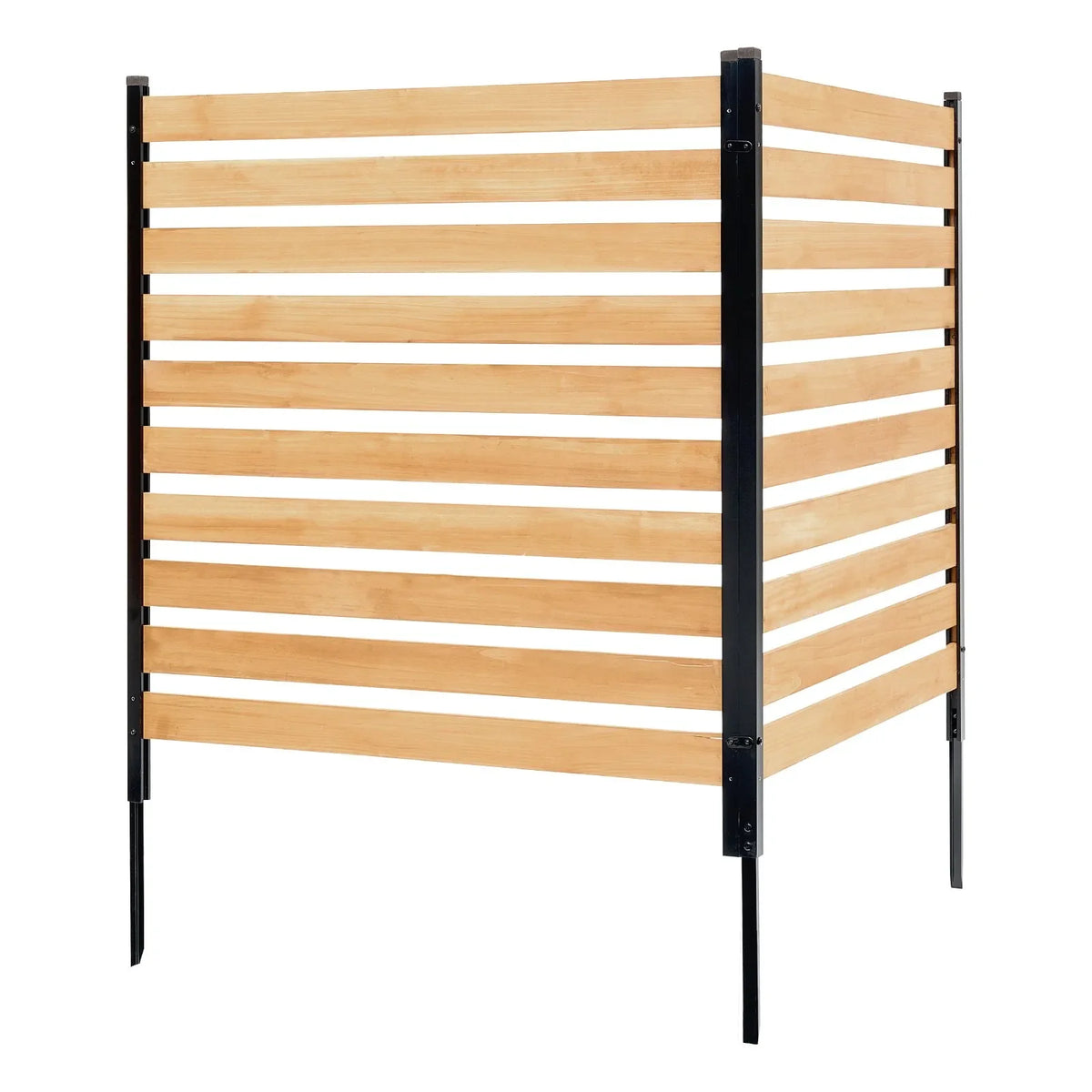 VEVOR koka privātuma žogs, 965 × 1067 mm, 2 paneļu lamelēts gaisa kondicioniera aizsegs ar metāla mietiņiem, vienkārša DIY uzstādīšana, āra atkritumu tvertnes slēpnis dārza dekorēšanai