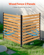 VEVOR koka privātuma žogs, 965 × 1067 mm, 2 paneļu lamelēts gaisa kondicioniera aizsegs ar metāla mietiņiem, vienkārša DIY uzstādīšana, āra atkritumu tvertnes slēpnis dārza dekorēšanai