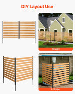 VEVOR koka privātuma žogs, 965 × 1067 mm, 2 paneļu lamelēts gaisa kondicioniera aizsegs ar metāla mietiņiem, vienkārša DIY uzstādīšana, āra atkritumu tvertnes slēpnis dārza dekorēšanai