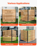 VEVOR koka privātuma žogs, 965 × 1067 mm, 2 paneļu lamelēts gaisa kondicioniera aizsegs ar metāla mietiņiem, vienkārša DIY uzstādīšana, āra atkritumu tvertnes slēpnis dārza dekorēšanai