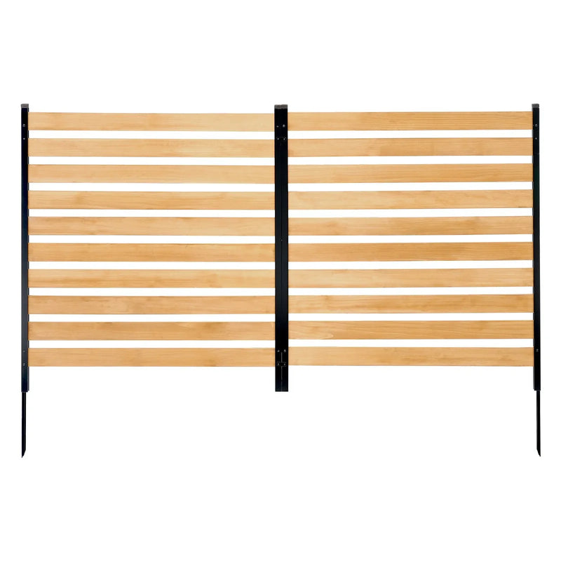 VEVOR koka privātuma žogs, 965 × 1067 mm, 2 paneļu lamelēts gaisa kondicioniera aizsegs ar metāla mietiņiem, vienkārša DIY uzstādīšana, āra atkritumu tvertnes slēpnis dārza dekorēšanai