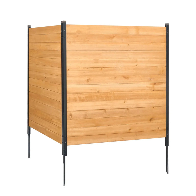 VEVOR koka privātuma žogs, 965 x 1067 mm, 2 paneļu masīvs gaisa kondicioniera aizsargžogs ar metāla mietiņiem, viegla DIY uzstādīšana, āra atkritumu tvertnes aizsegs dārza dekorēšanai