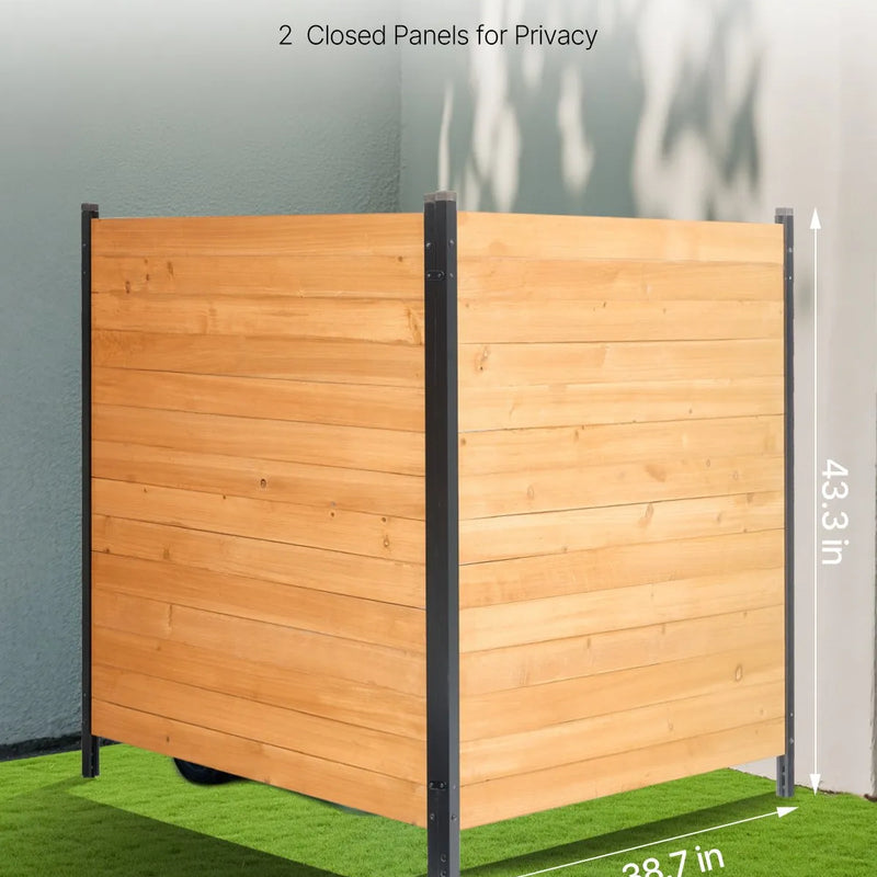 VEVOR koka privātuma žogs, 965 x 1067 mm, 2 paneļu masīvs gaisa kondicioniera aizsargžogs ar metāla mietiņiem, viegla DIY uzstādīšana, āra atkritumu tvertnes aizsegs dārza dekorēšanai