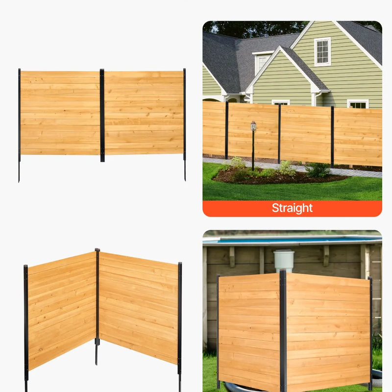 VEVOR koka privātuma žogs, 965 x 1067 mm, 2 paneļu masīvs gaisa kondicioniera aizsargžogs ar metāla mietiņiem, viegla DIY uzstādīšana, āra atkritumu tvertnes aizsegs dārza dekorēšanai