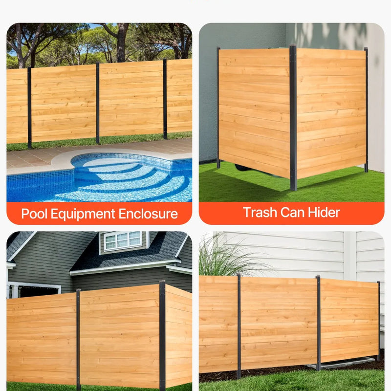 VEVOR koka privātuma žogs, 965 x 1067 mm, 2 paneļu masīvs gaisa kondicioniera aizsargžogs ar metāla mietiņiem, viegla DIY uzstādīšana, āra atkritumu tvertnes aizsegs dārza dekorēšanai