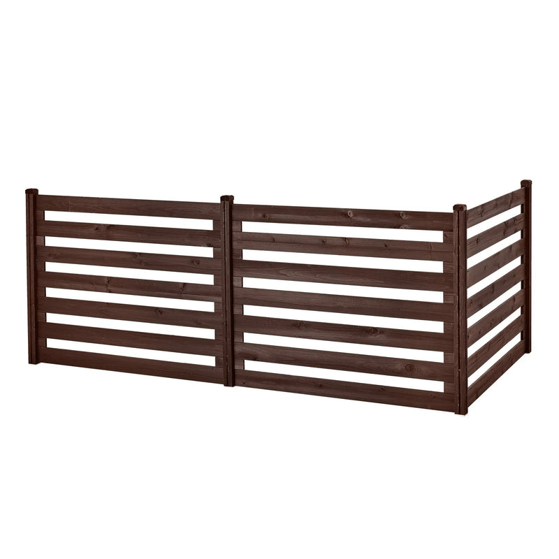 VEVOR koka privātuma žogs 1230 × 945 mm, 3 paneļu masīvkoka āra aizslietnis ar metāla mietiem un tērauda rāmi, piemērots gaisa kondicioniera, atkritumu konteineru un dārza zonas norobežošanai pie baseina