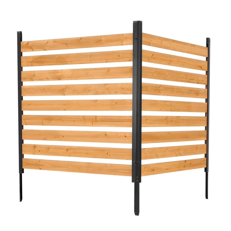 VEVOR koka privātuma žogs 1219 × 1244 × 1219 mm, 2 paneļu āra koka aizslietnis ar metāla mietiem un tērauda rāmi, piemērots kondicionieriem, atkritumu konteineriem, dārzam un baseinam