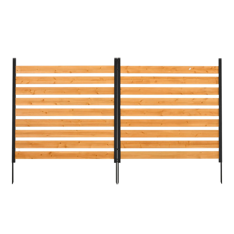 VEVOR koka privātuma žogs 1219 × 1244 × 1219 mm, 2 paneļu āra koka aizslietnis ar metāla mietiem un tērauda rāmi, piemērots kondicionieriem, atkritumu konteineriem, dārzam un baseinam