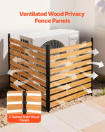 VEVOR koka privātuma žogs 1219 × 1244 × 1219 mm, 2 paneļu āra koka aizslietnis ar metāla mietiem un tērauda rāmi, piemērots kondicionieriem, atkritumu konteineriem, dārzam un baseinam