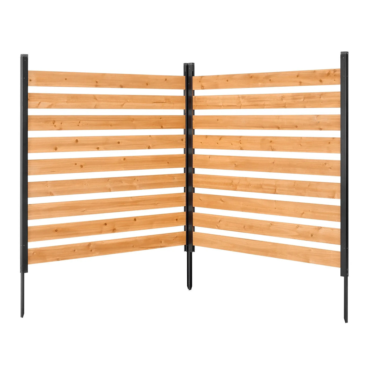 VEVOR koka privātuma žogs 1219 × 1244 × 1219 mm, 2 paneļu āra koka aizslietnis ar metāla mietiem un tērauda rāmi, piemērots kondicionieriem, atkritumu konteineriem, dārzam un baseinam
