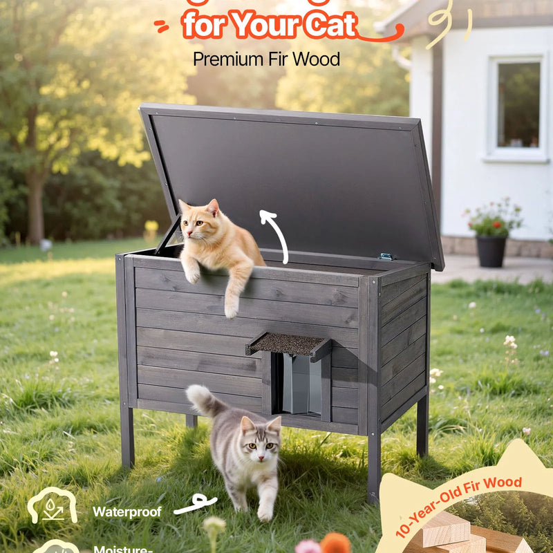 VEVOR soojendusega kassimaja, isoleeritud puidust maja väliskassidele, veekindel varjualune koos soojenduspadjaga, PVC uksekardinaga ja avatava bituumenkattega, 87 x 53,5 x 69 cm, sobib talvel 1-3 kassile