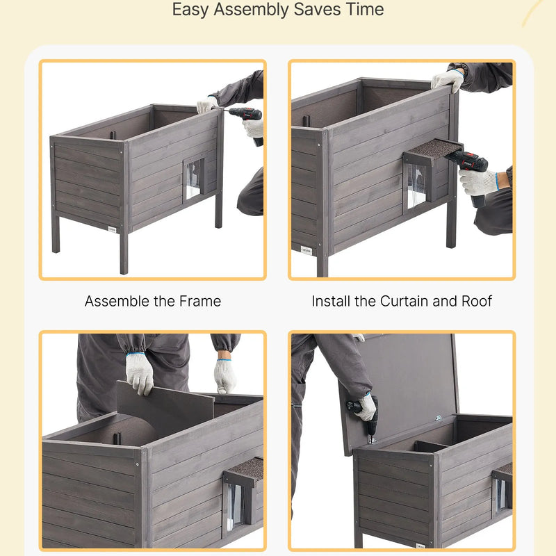 VEVOR soojendusega kassimaja, isoleeritud puidust maja väliskassidele, veekindel varjualune koos soojenduspadjaga, PVC uksekardinaga ja avatava bituumenkattega, 87 x 53,5 x 69 cm, sobib talvel 1-3 kassile