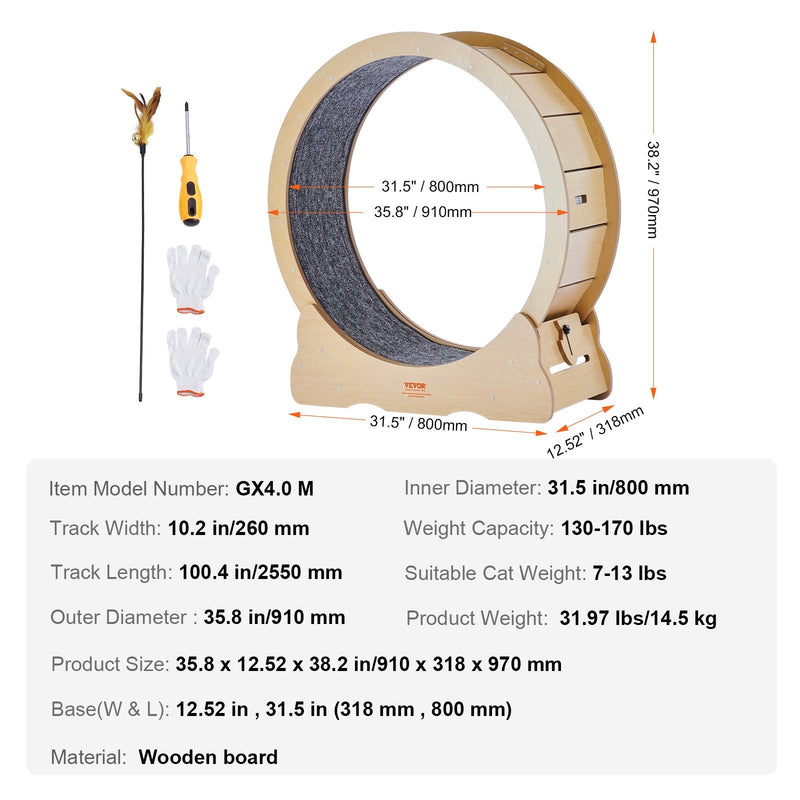 VEVOR Kaķu trenažieris iekštelpām, 91 cm, koka, kluss dizains