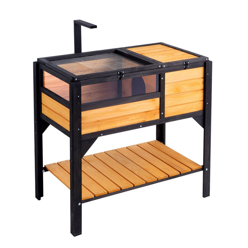 VEVOR koka bruņurupuča māja, 965 × 610 × 330 mm, 2 istabas, piemērota bruņurupučiem, ķirzakām, čūskām un citiem maziem rāpuļiem