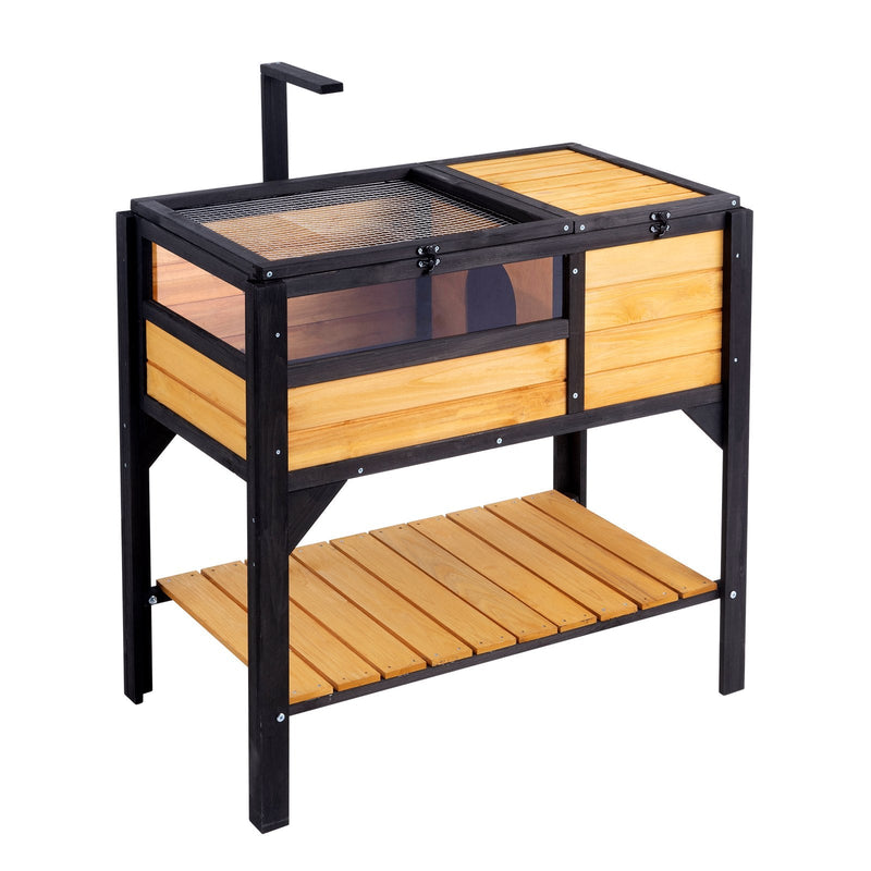 VEVOR koka bruņurupuča māja, 965 × 610 × 330 mm, 2 istabas, piemērota bruņurupučiem, ķirzakām, čūskām un citiem maziem rāpuļiem
