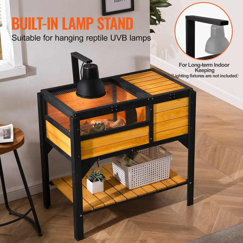 VEVOR koka bruņurupuča māja, 965 × 610 × 330 mm, 2 istabas, piemērota bruņurupučiem, ķirzakām, čūskām un citiem maziem rāpuļiem