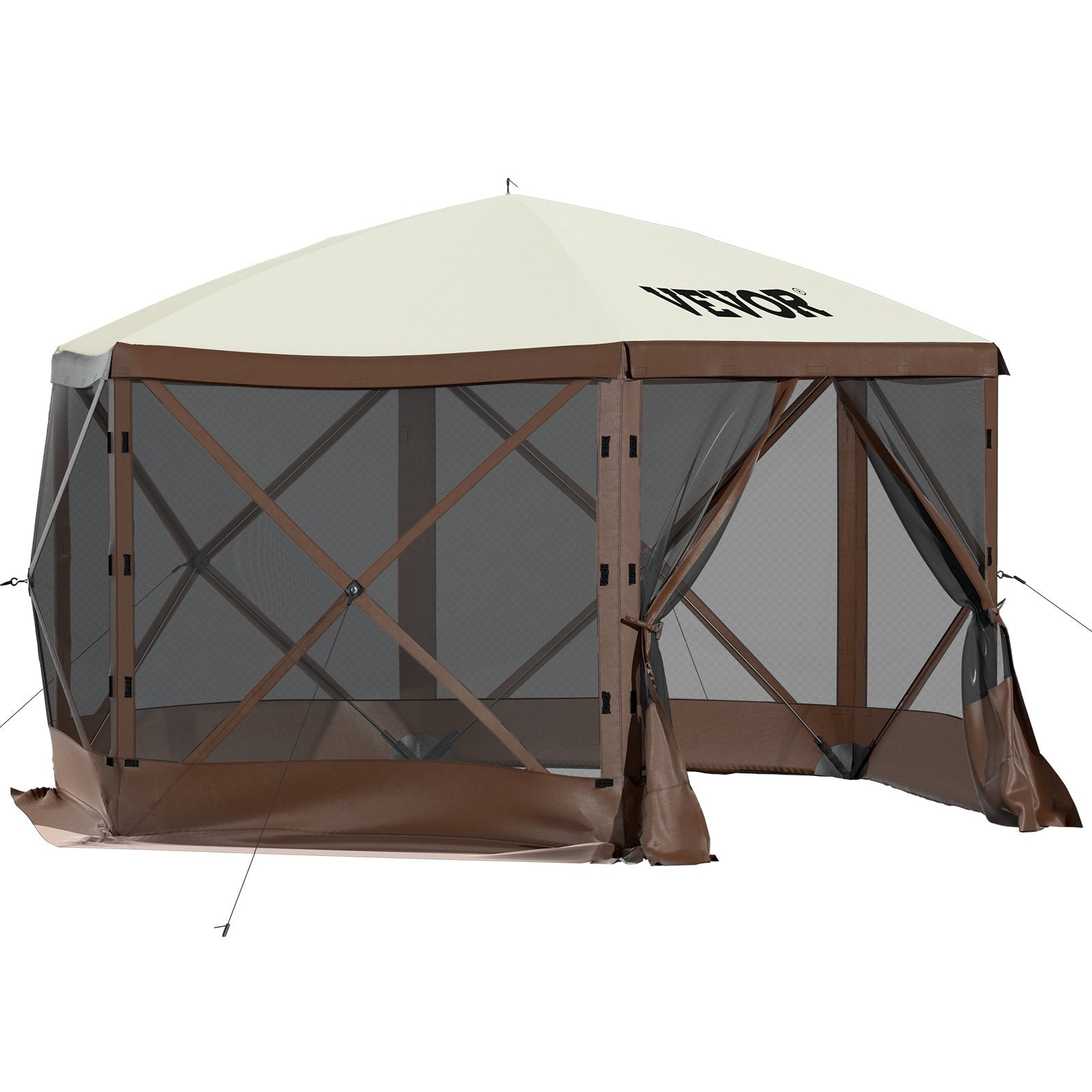 Доставка в течение 10 дней_ 3,05 x 3,05 м маркиза - 6-стоечная Pop-Up, солнцезащитная и водонепроницаемая, коричневая