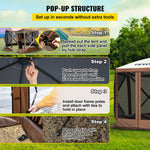 Доставка в течение 10 дней_ 3,05 x 3,05 м маркиза - 6-стоечная Pop-Up, солнцезащитная и водонепроницаемая, коричневая