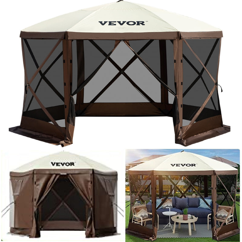 Тент VEVOR 3,66 x 3,66 м - 6-стоечный Pop-Up, солнцезащитный и водонепроницаемый, коричневый