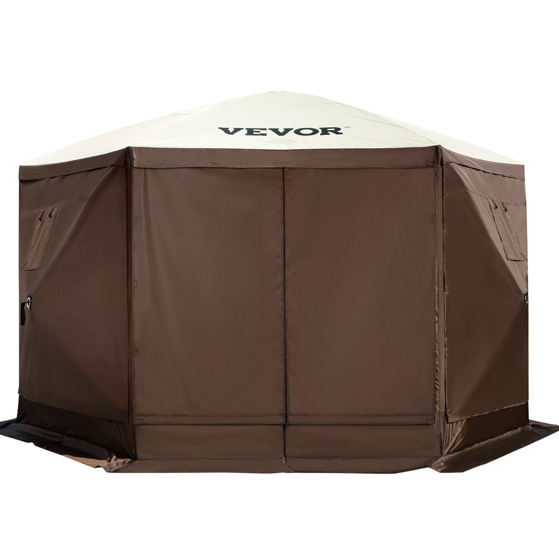 Тент VEVOR 3,66 x 3,66 м - 6-стоечный Pop-Up, солнцезащитный и водонепроницаемый, коричневый