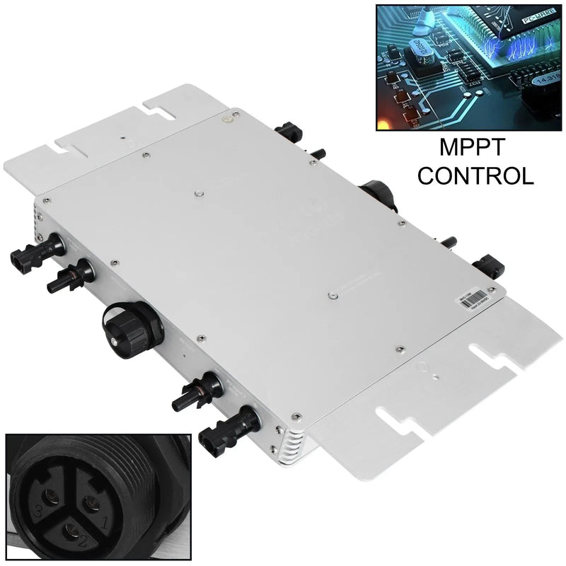VEVOR 1200 W jaudas invertors ar MPPT, ūdensizturīgs saules tīkla (grid-tie) invertors DC uz AC 220 V, mikroinvertors (1200 W / 220 V)