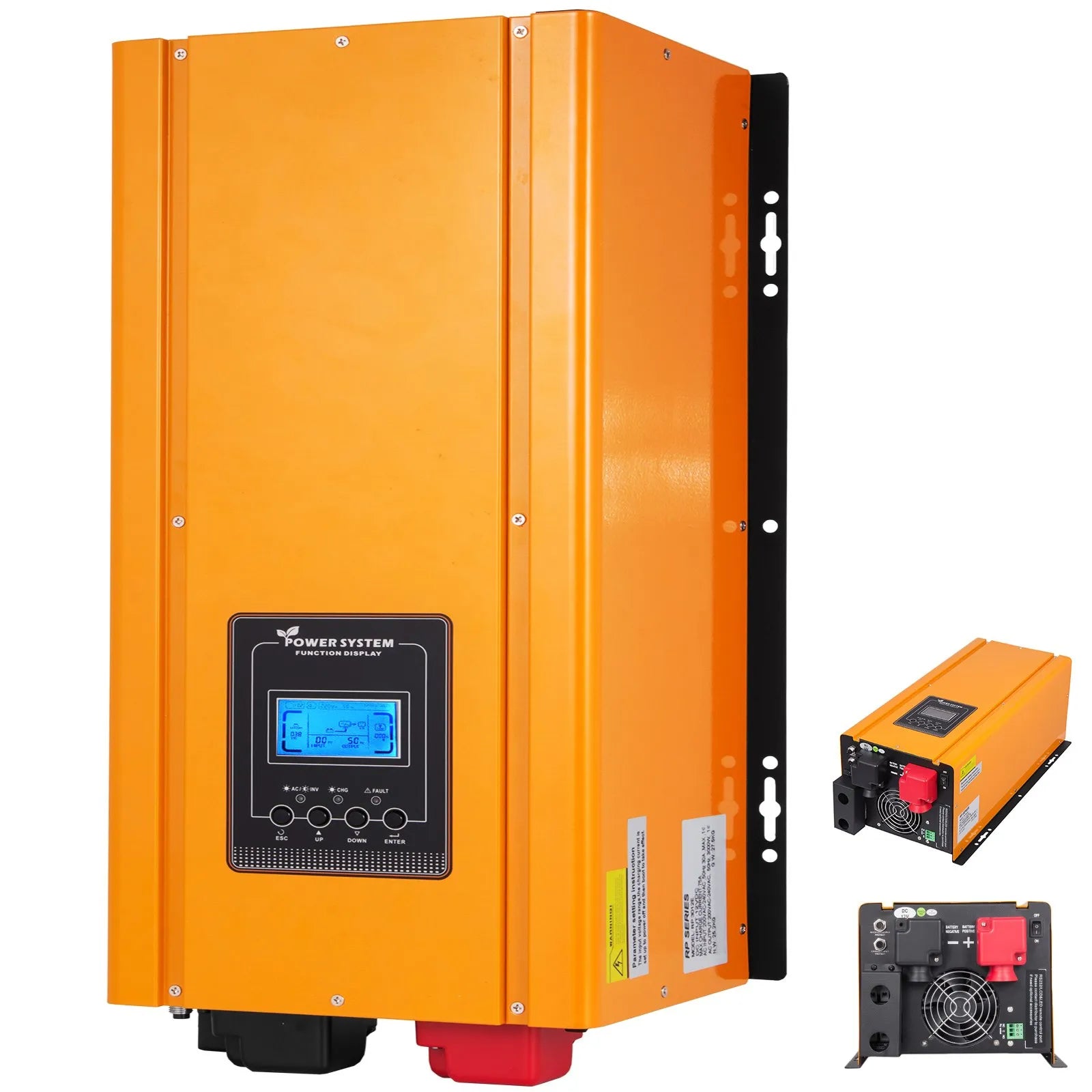 VEVOR 3000 W tīras sinusoidālās strāvas invertors (maks. 9000 W), 12 V DC–110 V AC bezsaistes barošanas pārveidotājs ar akumulatora lādētāju, LCD displeju un zemas frekvences saules enerģijas pārveidotāju