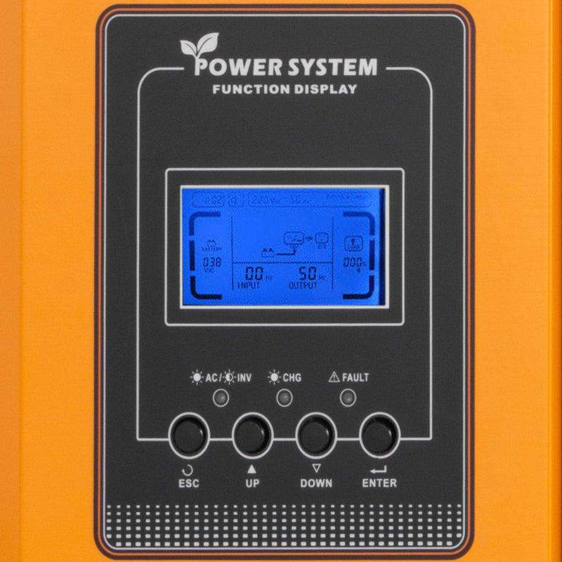 VEVOR 3000 W tīras sinusoidālās strāvas invertors (maks. 9000 W), 12 V DC–110 V AC bezsaistes barošanas pārveidotājs ar akumulatora lādētāju, LCD displeju un zemas frekvences saules enerģijas pārveidotāju