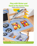 VEVOR āra virtuve bērniem, koka rotaļu virtuve āra lietošanai ar plītīm, āķiem, izlietnēm, stādīšanas lāpstiņām, lāpstiņām, rokturi, katliem un piederumiem, rotaļām ar ūdeni un smiltīm