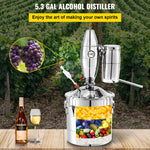 20L distillation apparatus with built-in thermometer and water circulation pump, suitable for alcohol distillation, essential oil extraction and water purification