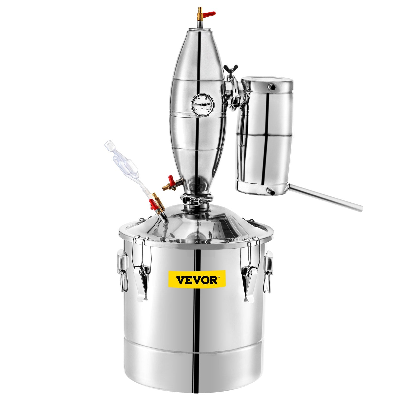 20L distillation apparatus with built-in thermometer and water circulation pump, suitable for alcohol distillation, essential oil extraction and water purification