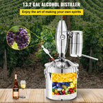 50L stainless steel still with thermometer and fermentation tank, compatible with various stoves including gas, coal, wood, suitable for the fermentation of liqueurs, beer, brandy, whisky, wine and spices, soy sauce and vinegar.