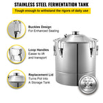 50L stainless steel still with thermometer and fermentation tank, compatible with various stoves including gas, coal, wood, suitable for the fermentation of liqueurs, beer, brandy, whisky, wine and spices, soy sauce and vinegar.