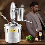 50L stainless steel still with thermometer and fermentation tank, compatible with various stoves including gas, coal, wood, suitable for the fermentation of liqueurs, beer, brandy, whisky, wine and spices, soy sauce and vinegar.